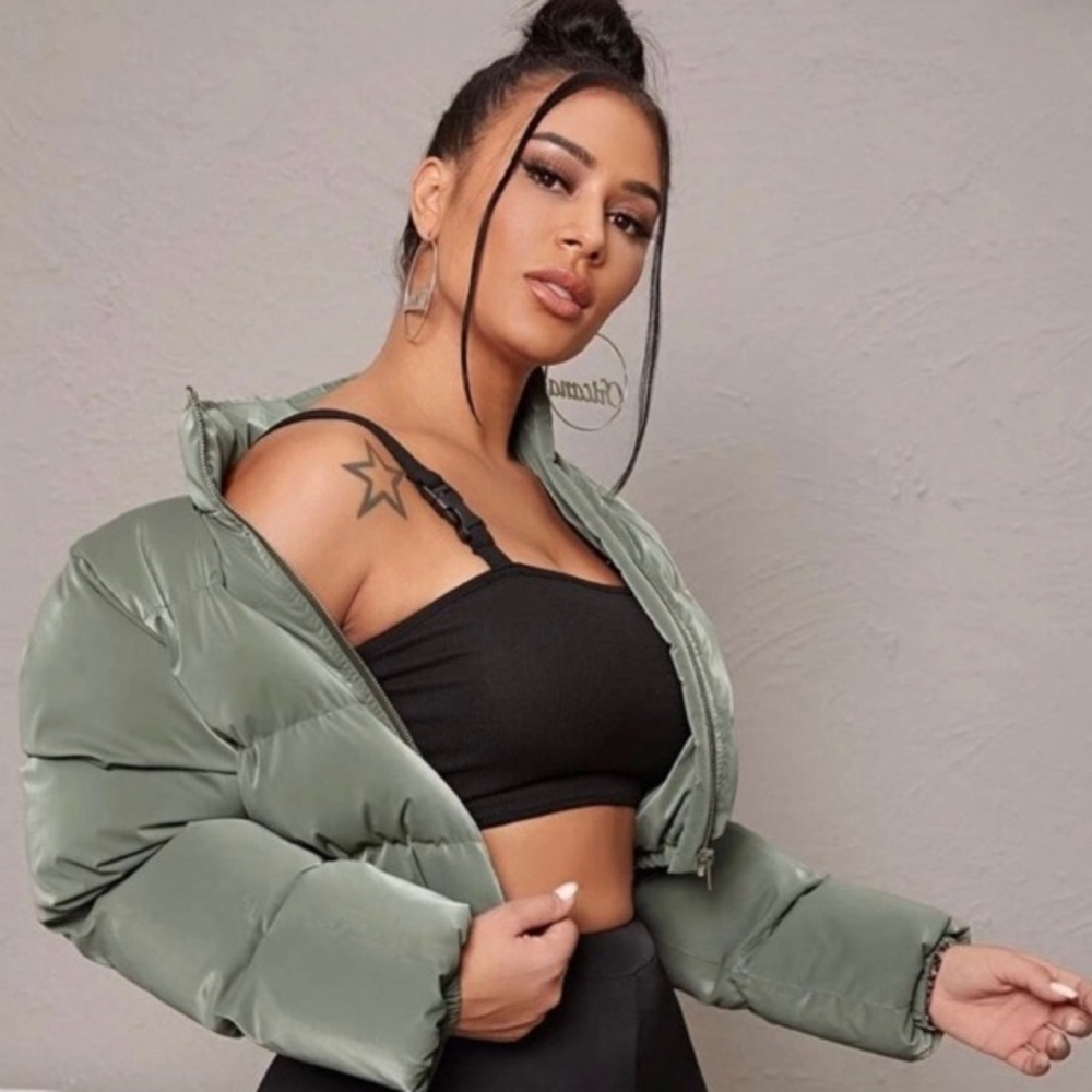 Cropped Reflective Puffer Jacket